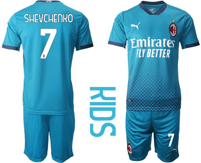 Youth 2020-2021 club AC milan away #7 blue Soccer Jerseys1